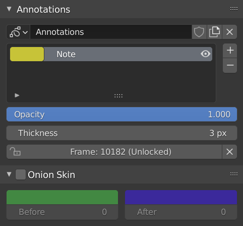 Annotations panel