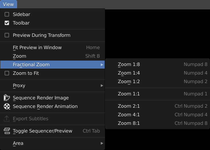 View menu of Preview