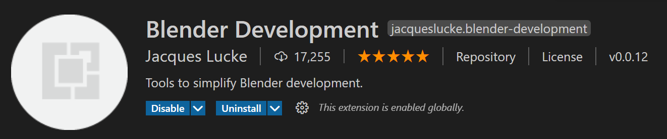 Blender extension for VSCode